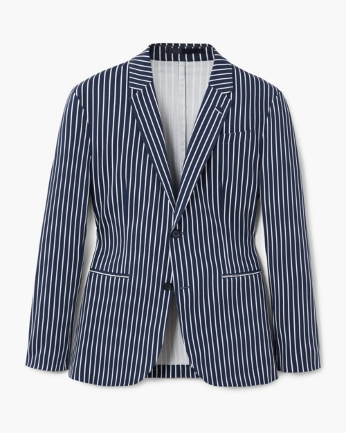 Slim-fit striped cotton blazer