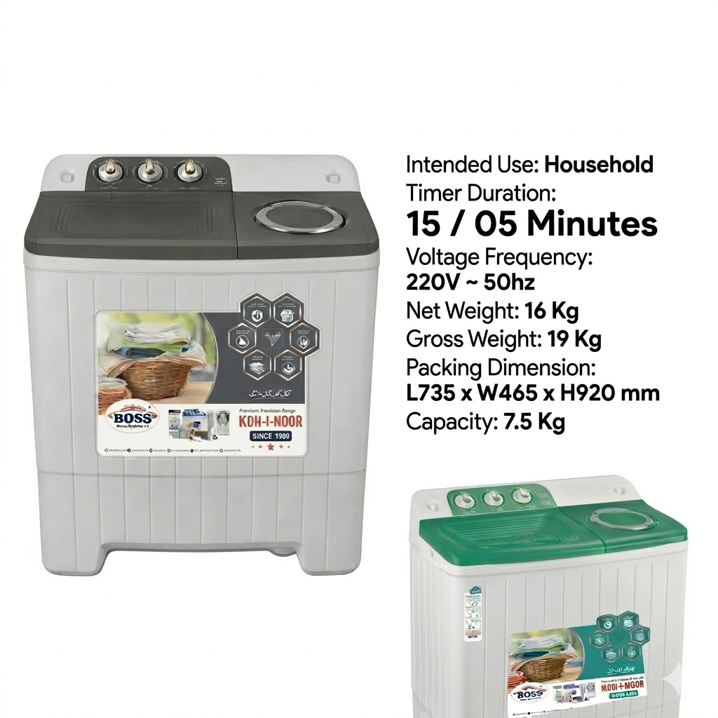 K.E 6550-BS-S-Green and Gray (Steel Spiner) Platinum Series Twin Tub Washing Machine - Image 3
