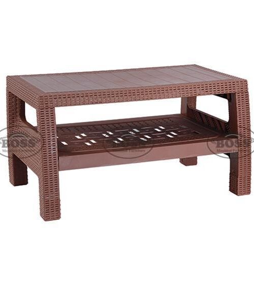 BP-370 Pure Plastic double shelf rattan Table