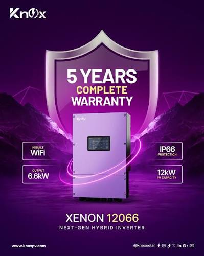 Knox Xenon 12066 | 6.6kW IP66 Hybrid Solar Inverter With PV 12000W Dual MPPT, Wi-Fi & Large HMI Touchscreen