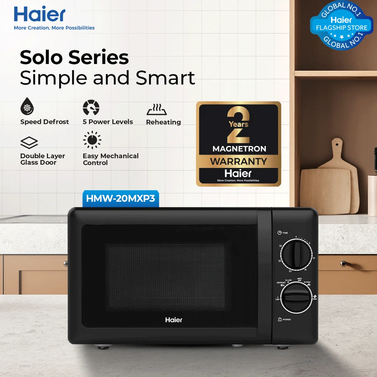 Haier 20 Liters Solo Microwave Oven HMW-20MXP3